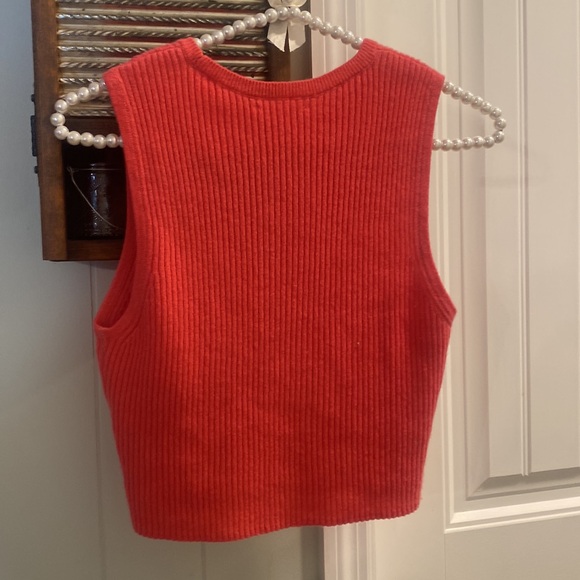 Like New Reformation Benedetta Flamingo Pink Ribbed Cashmere Cropped Tank - Picture 7 of 12